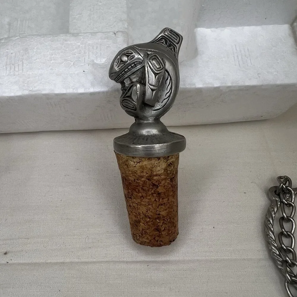 Lot Of‎ 4 Wine Bottle Stopper Deck Head The Thinker From H.M.Seashell From WTU